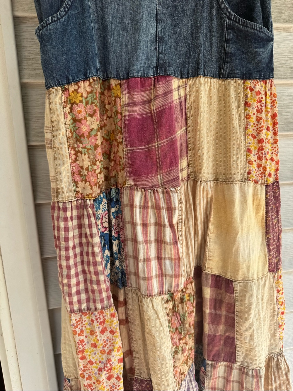Bohemian Patchwork Denim BoHo skirt young threads - Picture 8 of 11